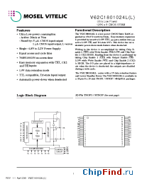 Datasheet V62C1801024 manufacturer Mosel