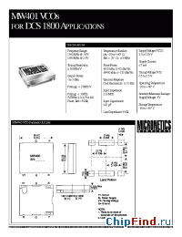 Datasheet MW401 manufacturer Micronetics Wireless