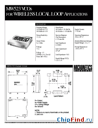 Datasheet MW523 manufacturer Micronetics Wireless