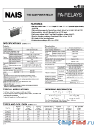 Datasheet PA1A-18V manufacturer Nais