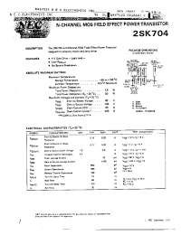 Datasheet 2SK704 manufacturer NEC