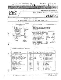 Datasheet 2SK854 manufacturer NEC