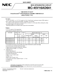 Datasheet MC-45V16AD641EF-A75 manufacturer NEC
