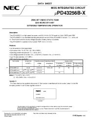 Datasheet UPD43256BGW-B15X-9JL manufacturer NEC