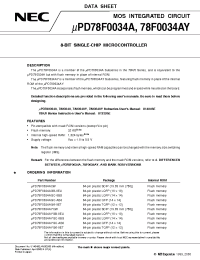 Datasheet UPD78F0034AYGK-9ET manufacturer NEC