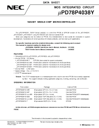 Datasheet UPD78P4038YGC-3B9 manufacturer NEC