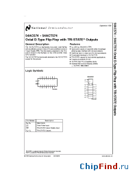 Datasheet 54AC574WG-QML manufacturer National Semiconductor