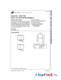 Datasheet 54ACT139 manufacturer National Semiconductor