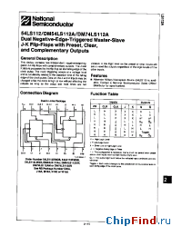 Datasheet 54LS112DMQB manufacturer National Semiconductor