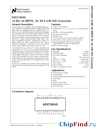Datasheet ADC10040CIMT manufacturer National Semiconductor