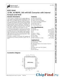Datasheet ADC12040CIVYX manufacturer National Semiconductor