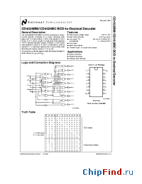 Datasheet CD4028BCN manufacturer National Semiconductor