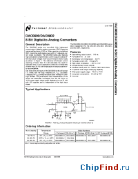 Datasheet DAC0800LCN manufacturer National Semiconductor