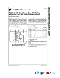 Datasheet DM54L72 manufacturer National Semiconductor
