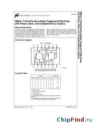 Datasheet DM54L74 manufacturer National Semiconductor