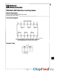 Datasheet DM54S04J manufacturer National Semiconductor