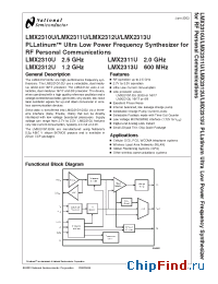 Datasheet LMX2313UEVAL manufacturer National Semiconductor
