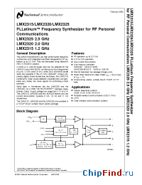 Datasheet LMX2325WG-MLS manufacturer National Semiconductor