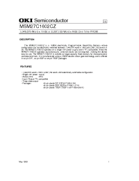 Datasheet MSM27C1602CZ manufacturer OKI