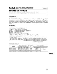 Datasheet MSM5117400B-60SJ manufacturer OKI