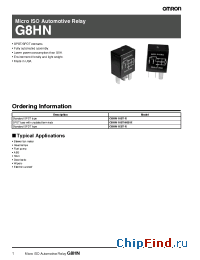 Datasheet G8HN-1C2T-R manufacturer Omron