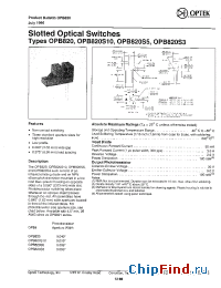 Datasheet OPB820 manufacturer OPTEK