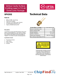 Datasheet OPV202 manufacturer OPTEK
