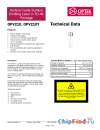 Datasheet OPV210 manufacturer OPTEK
