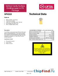 Datasheet OPV222 manufacturer OPTEK
