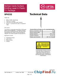 Datasheet OPV232 manufacturer OPTEK