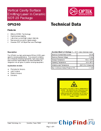 Datasheet OPV240 manufacturer OPTEK