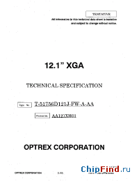 Datasheet T-51756D121J-FW-A-AA manufacturer Optrex