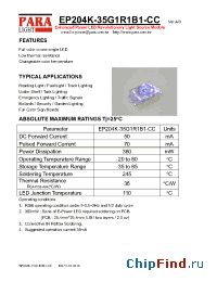 Datasheet EP204K-35G1B1R1-CC manufacturer Para Light