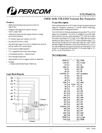 Datasheet GTLP16612A manufacturer Pericom