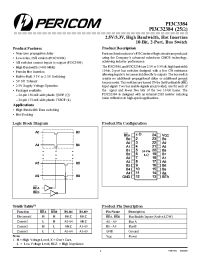 Datasheet PI3C3384 manufacturer Pericom