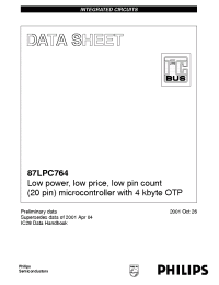 Datasheet 87LPC764 manufacturer Philips