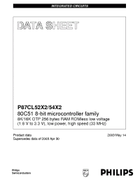 Datasheet P87CL52X2BBD manufacturer Philips