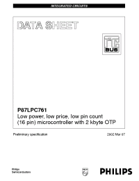 Datasheet P87LPC761 manufacturer Philips