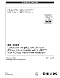 Datasheet P87LPC768BD manufacturer Philips