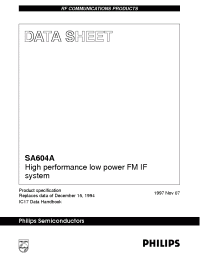 Datasheet SA604AD manufacturer Philips