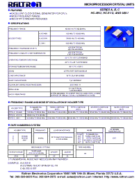 Datasheet HC-51/U manufacturer Raltron