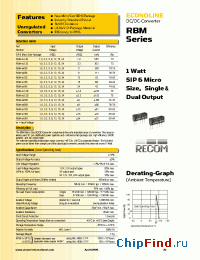 Datasheet RBM-1515D manufacturer Recom