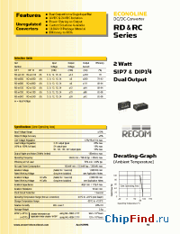 Datasheet RC-1209D manufacturer Recom