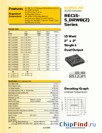 Datasheet REC15-1215DRWB manufacturer Recom