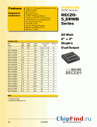 Datasheet REC20-1205DRWB manufacturer Recom