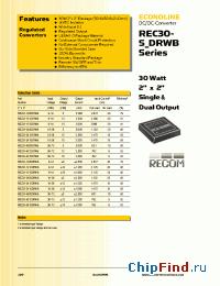 Datasheet REC30-1212DRWB manufacturer Recom