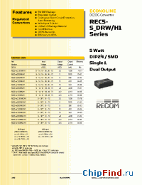 Datasheet REC5-123.3SRW manufacturer Recom