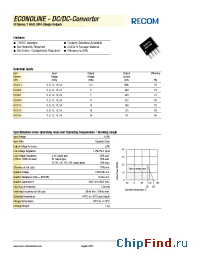 Datasheet RI-1215 manufacturer Recom