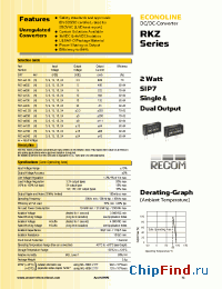 Datasheet RKZ-1215D manufacturer Recom