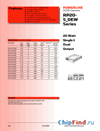 Datasheet RP20-2405SEW manufacturer Recom
